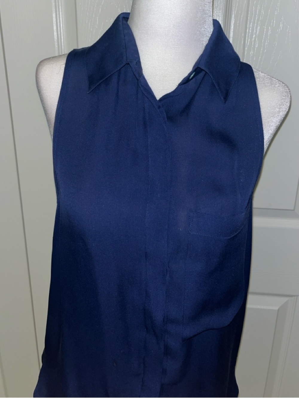 Haute Hippie Navy Silk Collared Button Down XS